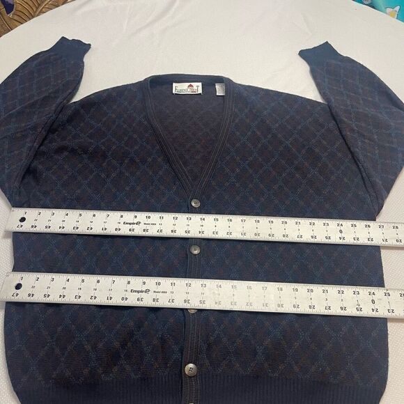 Florence Tricot Italy Navy Blue Wool Blend Cardigan Sweater Size XXL - Picture 3 of 6